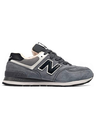 New Balance 574 Grey Black White Winter С МЕХОМ (New Balance 574 Grey Black White Winter С МЕХОМ)