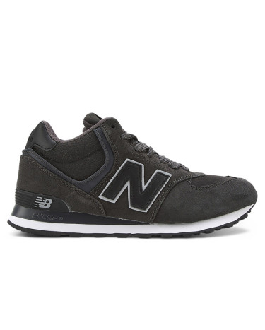 New Balance 574 High Grey Black White С МЕХОМ (New Balance 574 High Gray Black White With FUR)